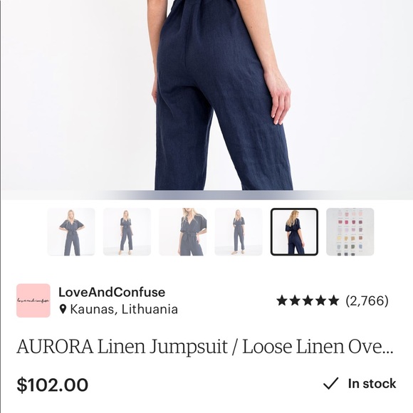 Linen jumpsuit. Brand new, made to order - Picture 9 of 16